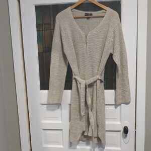Inc Company Beige Knit Belted Sweater Sz Xl